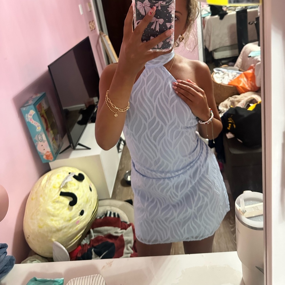 Blue halter dress